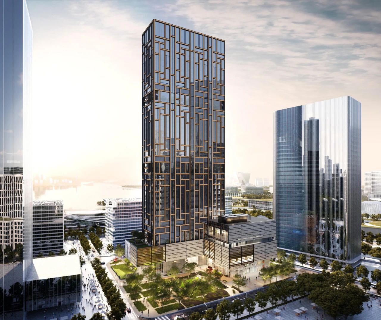 由中國建研院與gmp聯(lián)合設(shè)計的紫荊文化總部大廈開工奠基